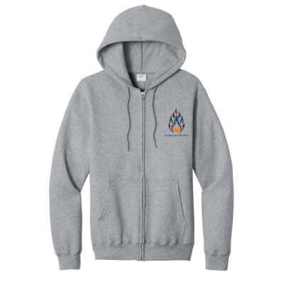 Fleece Full Zip Hooded Sweatshirt, Blue and Yellow Design Thumbnail